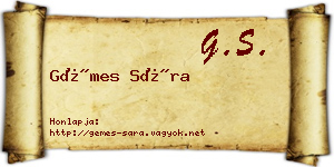 Gémes Sára névjegykártya