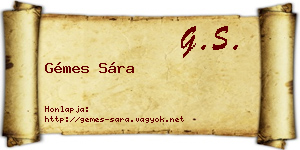 Gémes Sára névjegykártya